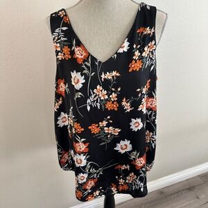 Floral Sleeveless V-Neck Top